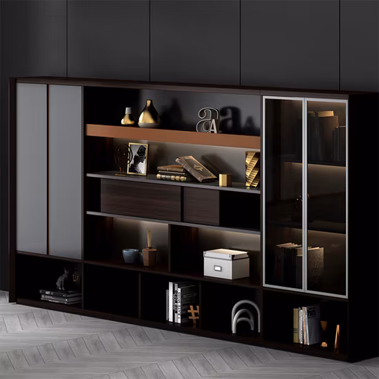 High Quality Modern Luxury Modern Office Furniture Boss Office File Cabinet Large Vertical Wooden File Cabinet