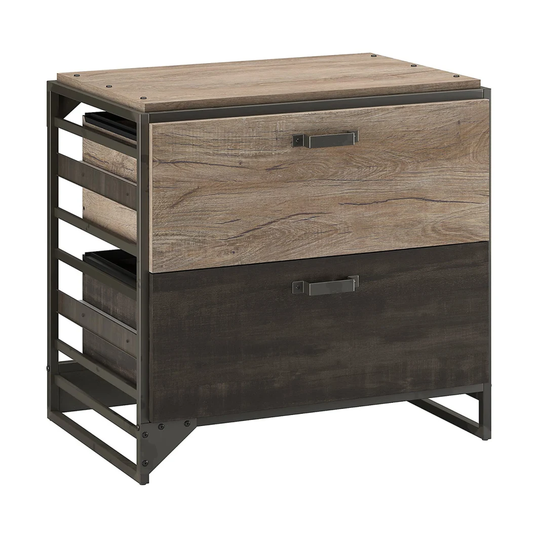 Wood Lateral File Cabinet Nightstand Storage Cabinet with Two Drawers with Wheeled A4 F4