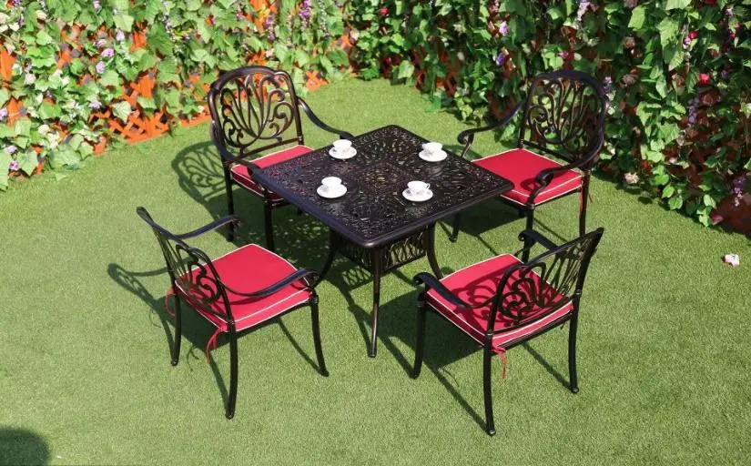 Outdoor Patio Garden New Restaurant Metal Dining Outdoor Furniture Cast Aluminum Table and Chair Set