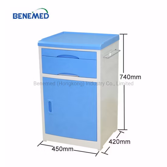 Casier médical de chevet d'armoire de chevet d'hôpital d'ABS/PP avec la roulette Bm-002