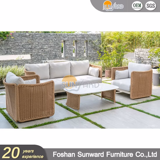 Extérieur PE osier rotin moderne chinois jardin hôtel Resort Villa projet aluminium personnalisé loisirs canapé meubles