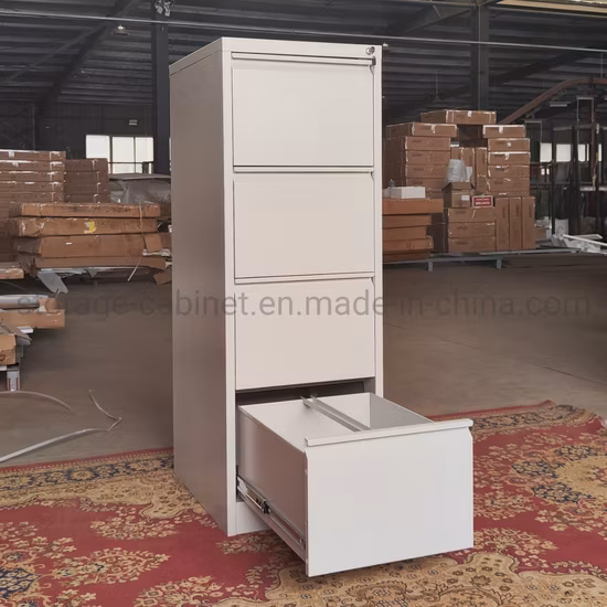 Mobilier de bureau Classeur vertical en métal à 4 tiroirs Classeur latéral en acier (gris clair blanc et noir)