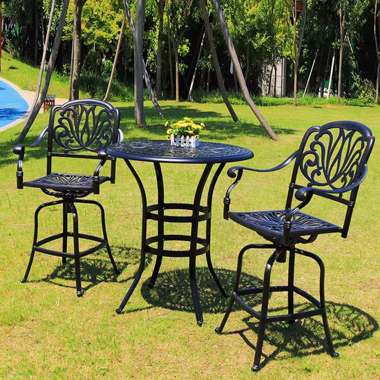 Tabourets de bar pivotants pour l'extérieur, chaises et table de patio à hauteur de bar