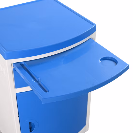 Cabinet de chevet mobile en plastique ABS d'hôpital bon marché, casier médical de chevet avec le prix de roues de porte de tiroir