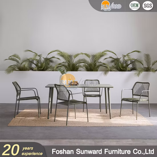 Hot Sale Leisure Hotel Patio Corde en aluminium Ensemble de chaise de table Mobilier de jardin extérieur