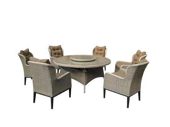 Ensemble de mobilier d'extérieur de jardin en métal 6 pièces avec chaise et table ronde