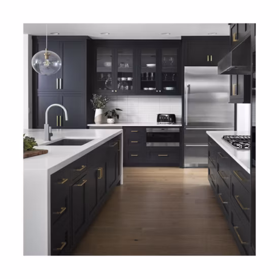 Armoire de cuisine Prima armoire de cuisine Shaker extérieure armoires de cuisine de nouveau Style armoires de cuisine en bois massif luxe industriel bambou armoire de rangement de cuisine
